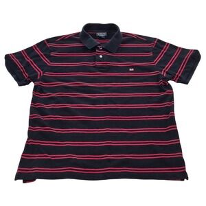 VTG Polo Jeans Company Ralph Lauren Black &‎ Red Striped SS Polo Shirt Mens L